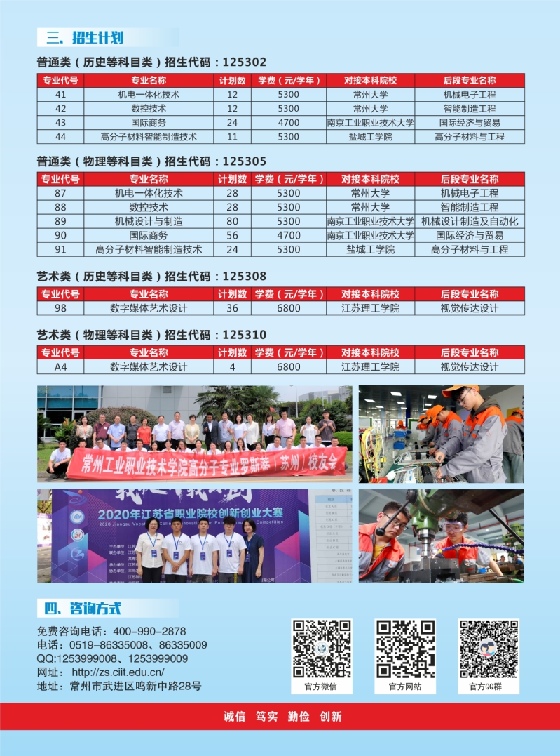 常州工业职业技术学院－2022年3+2专本分段培养项目报考指南
