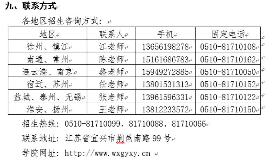 无锡工艺职业技术学院2021年对口单招注册入学批次院校招生章程