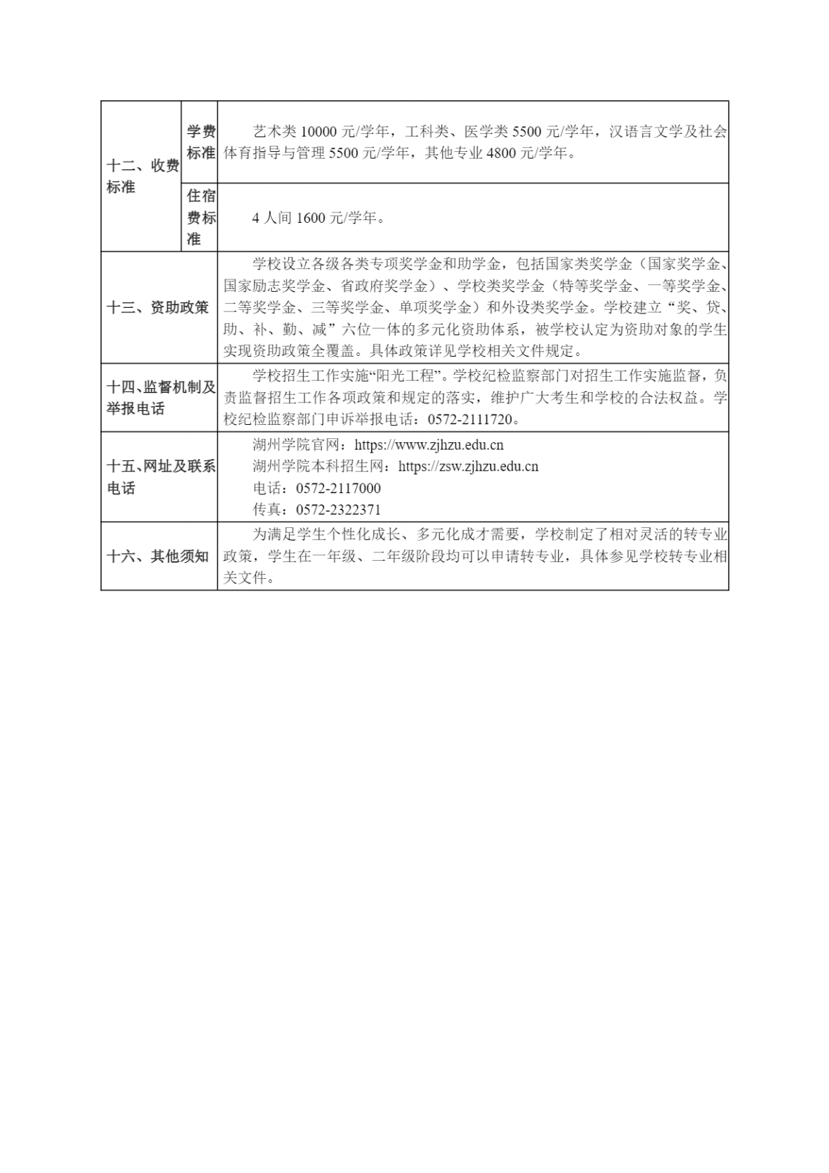 湖州学院2025年普通高校招生章程