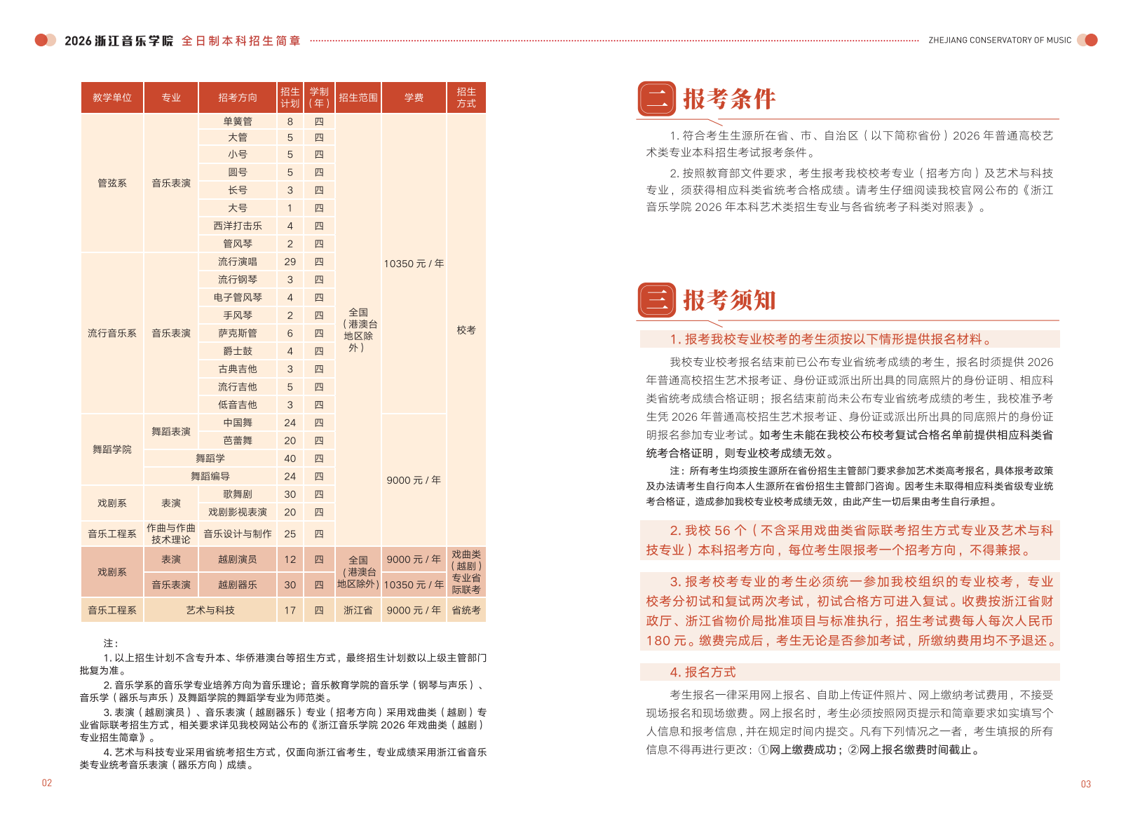 浙江音乐学院－2026年普通高校招生章程