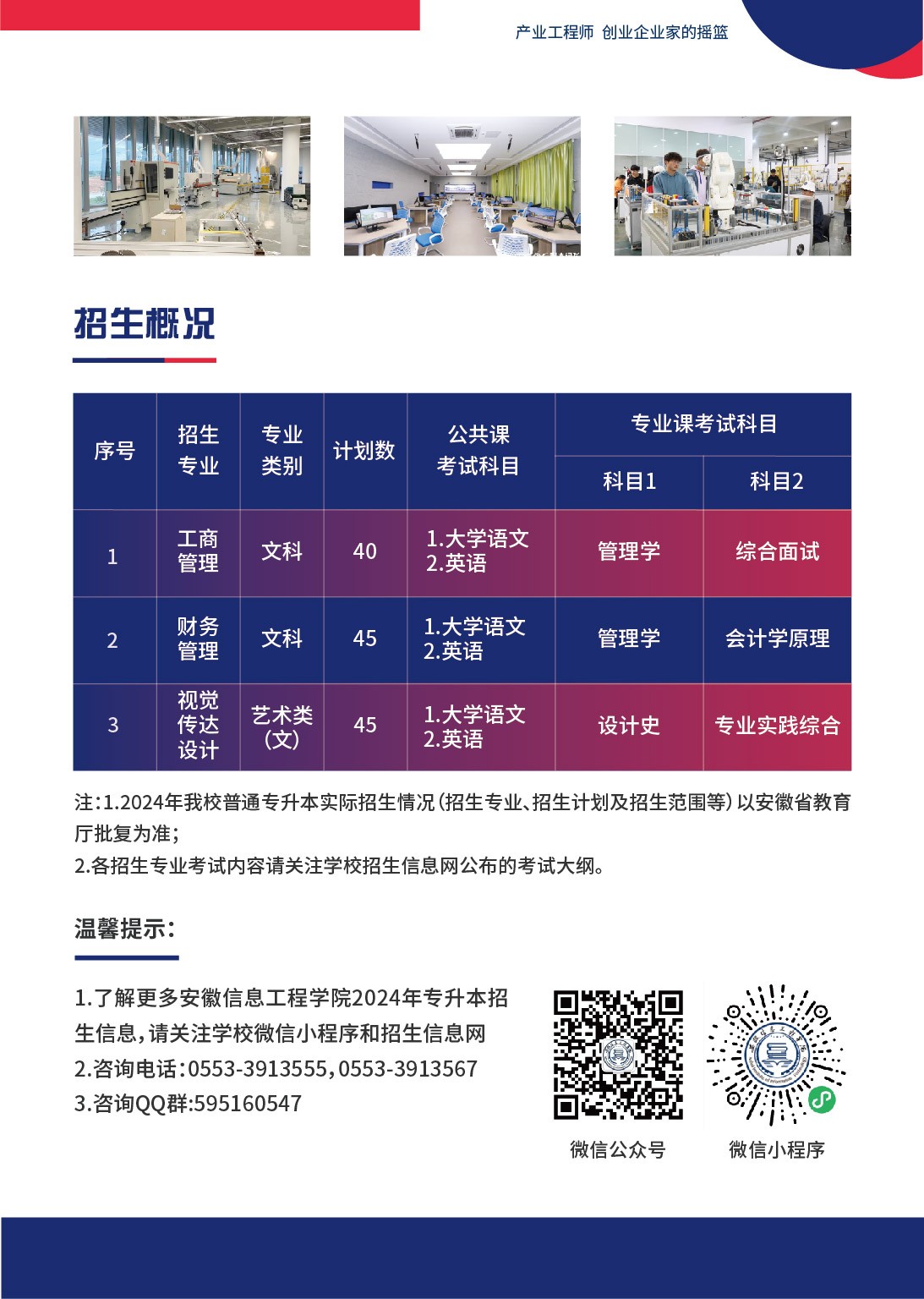 安徽信息工程学院2024年专升本招生简章