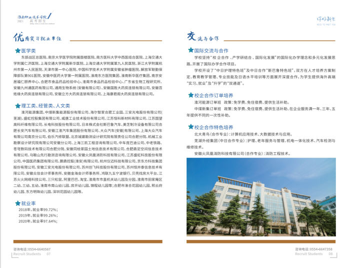 淮南职业技术学院2021年普通高考招生简章