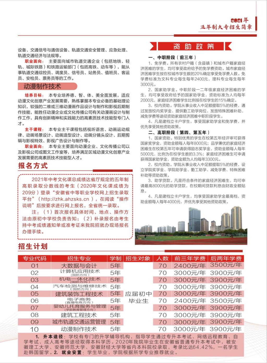 安徽工贸职业技术学院2021年五年制大专招生简章