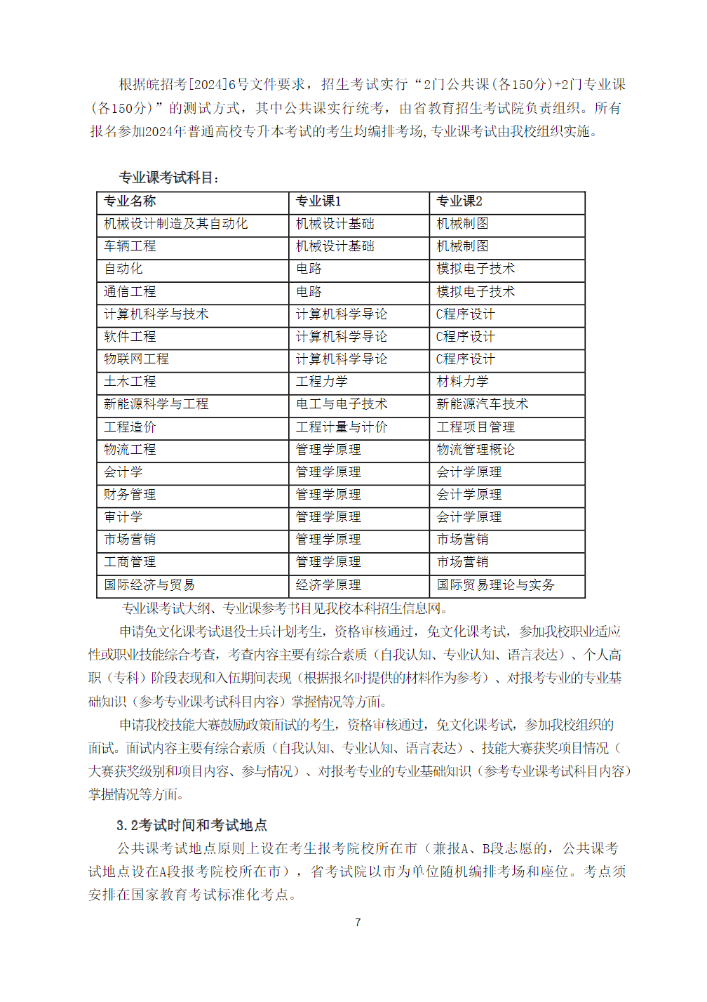 安徽工业大学2024年普通高校专升本招生章程