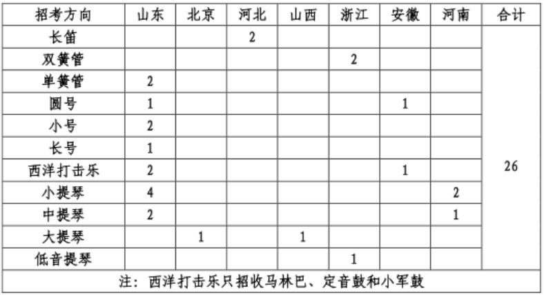 2）西洋器乐表演方向 