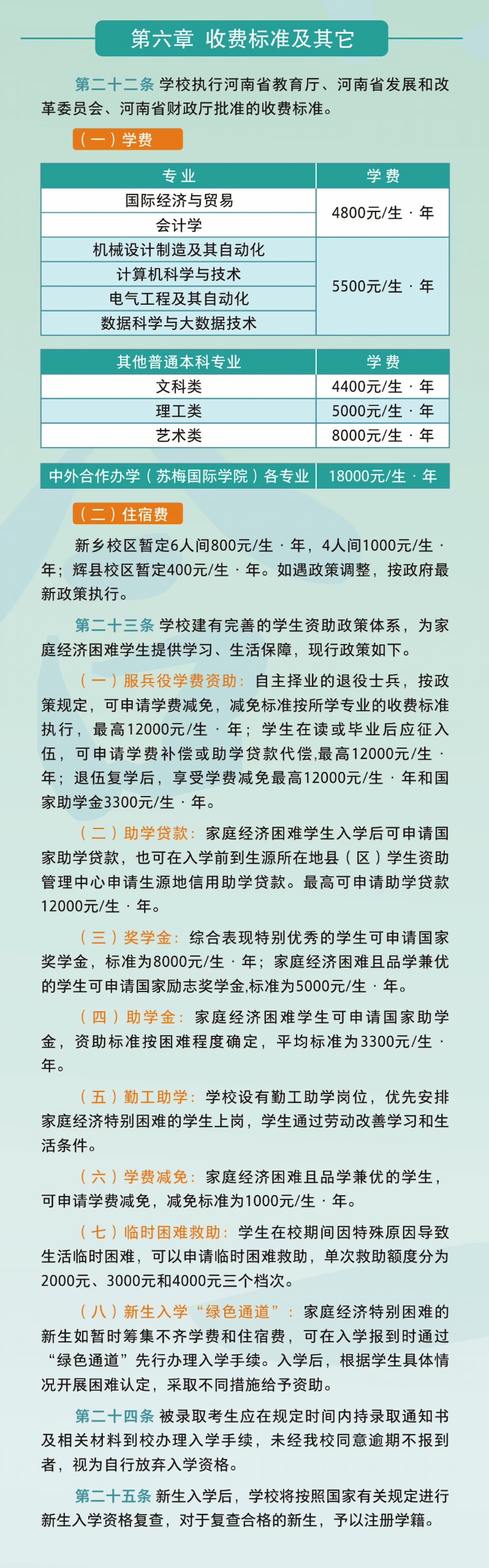 河南科技学院2023年招生章程