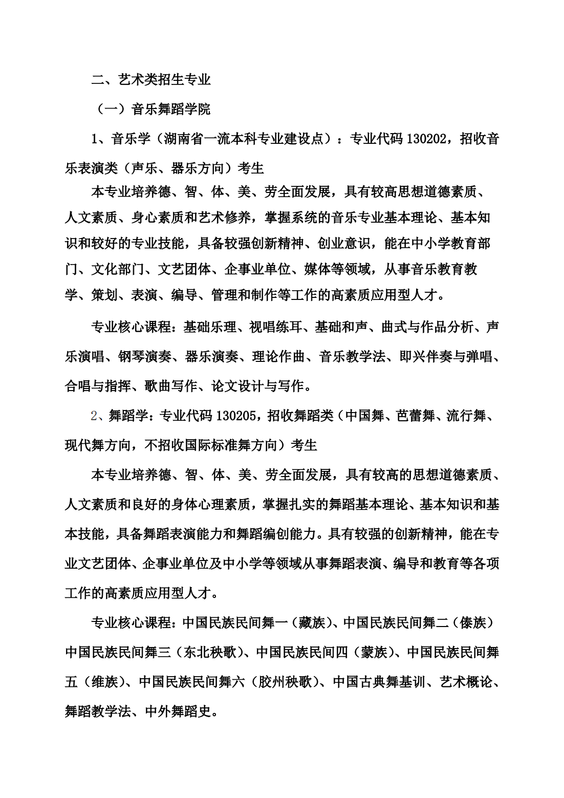 湖南人文科技学院2024年艺术类专业招生简章