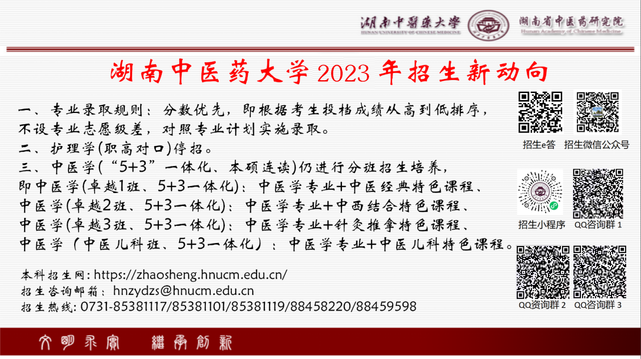 湖南中医药大学2023年招生新动向