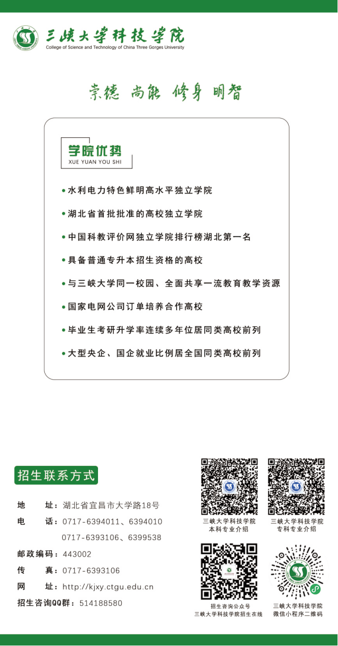 三峡大学科技学院2022年报考指南