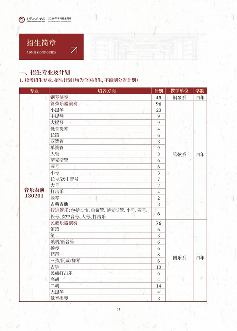星海音乐学院－2026年招生简章（ 招生指南图文版 ）