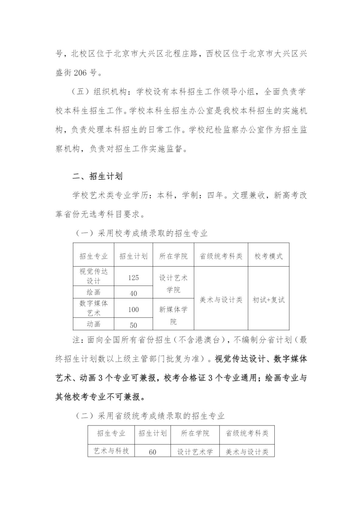 北京印刷学院2025年艺术类本科专业招生简章