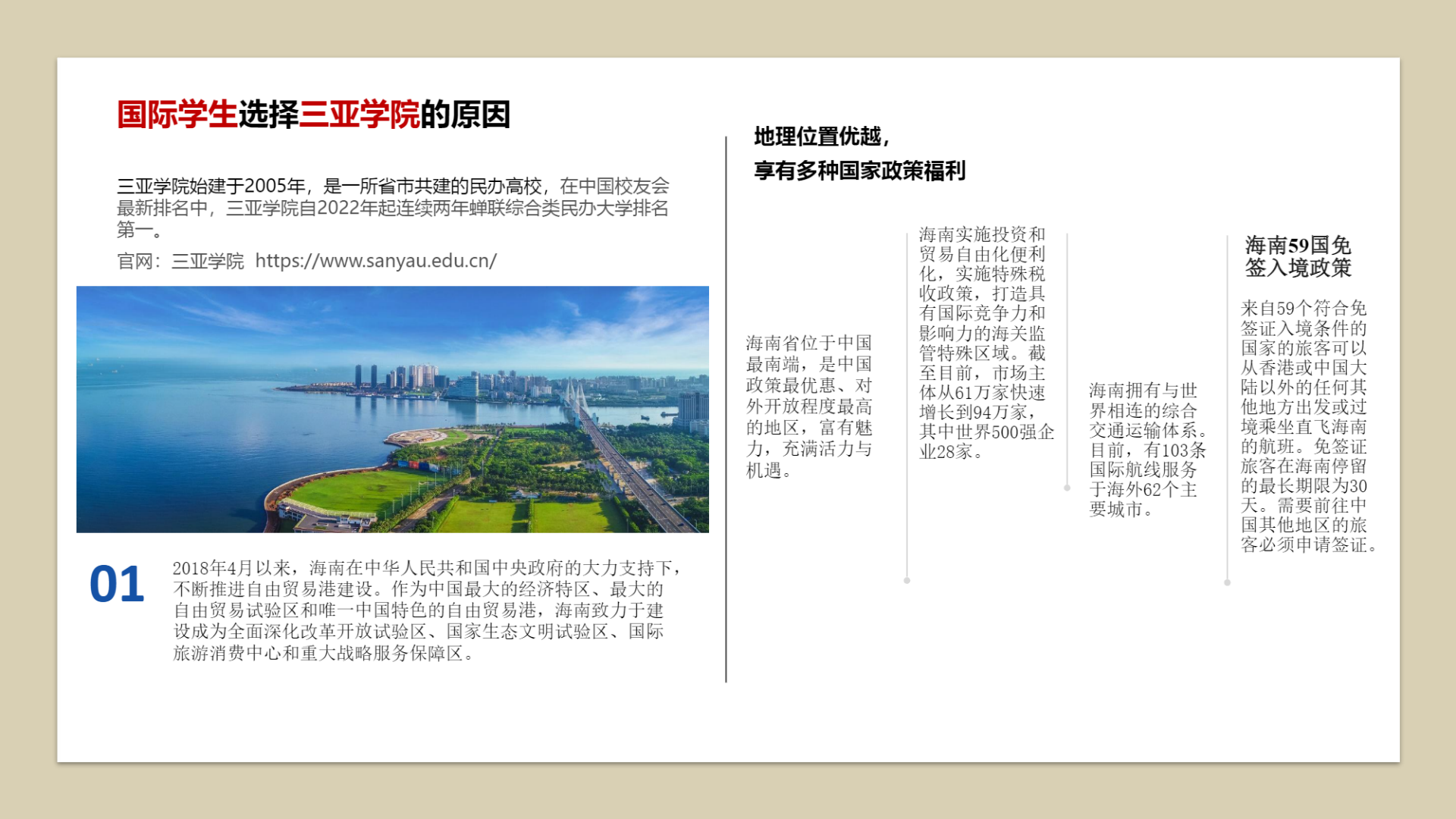 三亚学院2025年国际学生招生手册