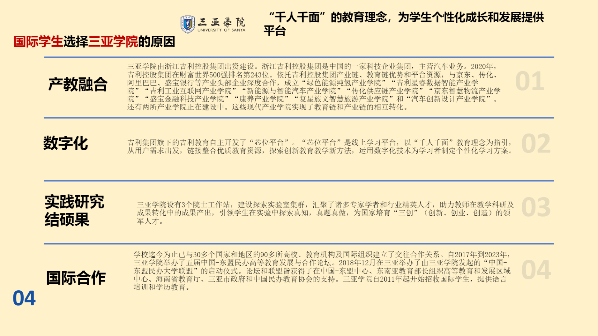 三亚学院2025年国际学生招生手册