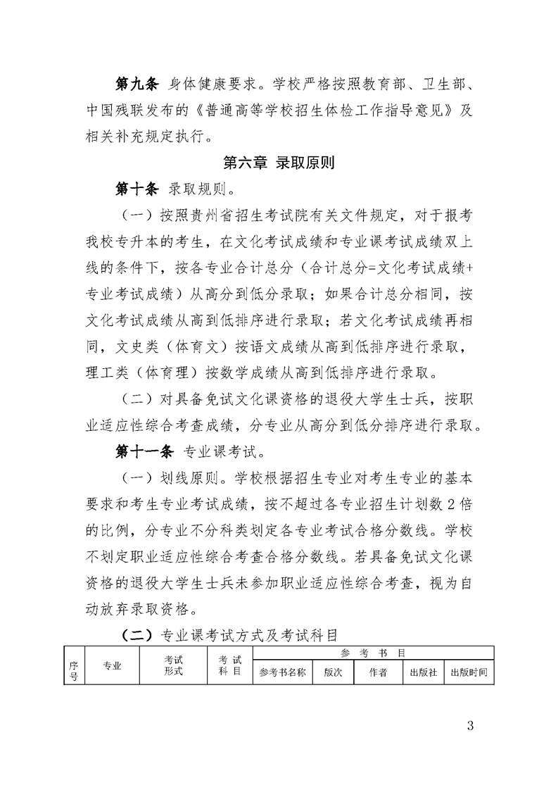 贵州师范大学2025年专升本招生章程