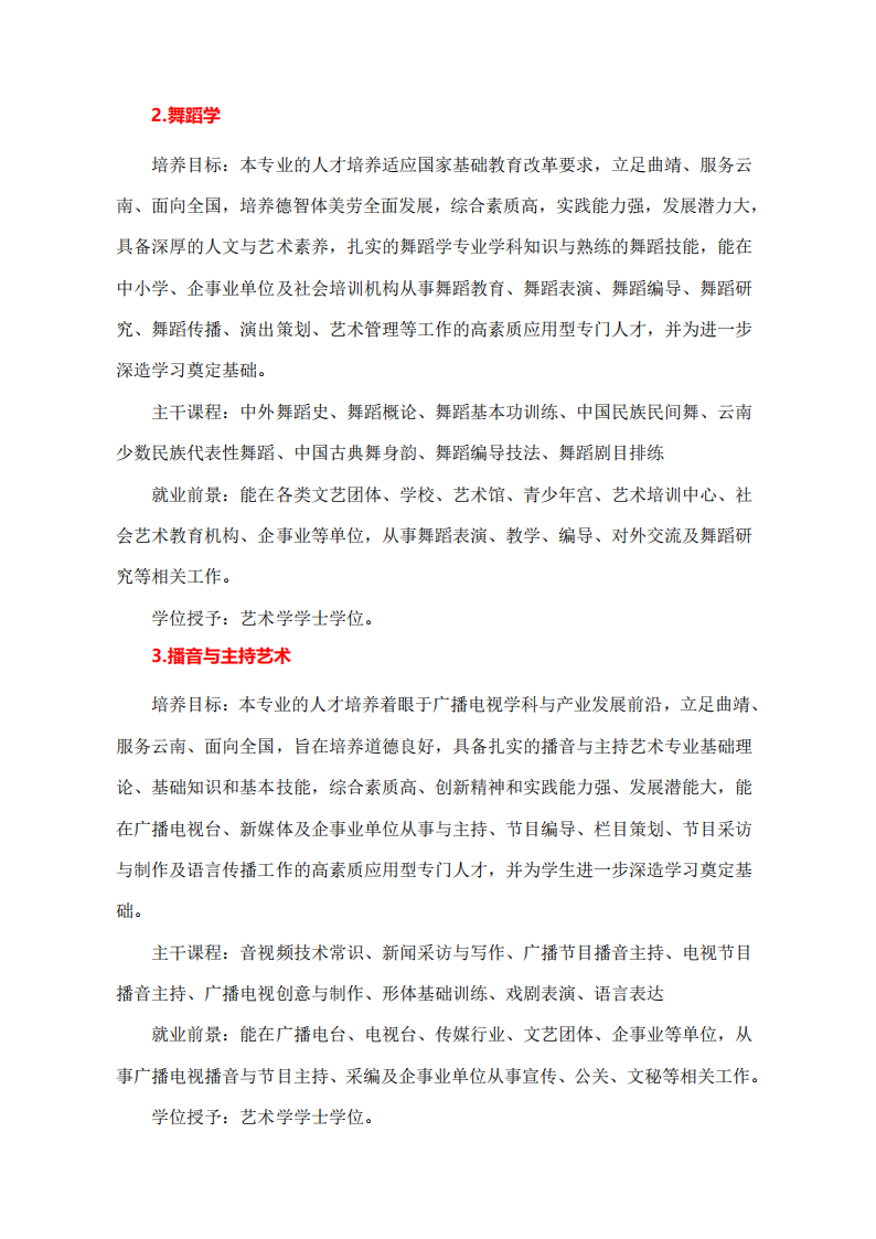 曲靖师范学院2025年艺术专业招生简章