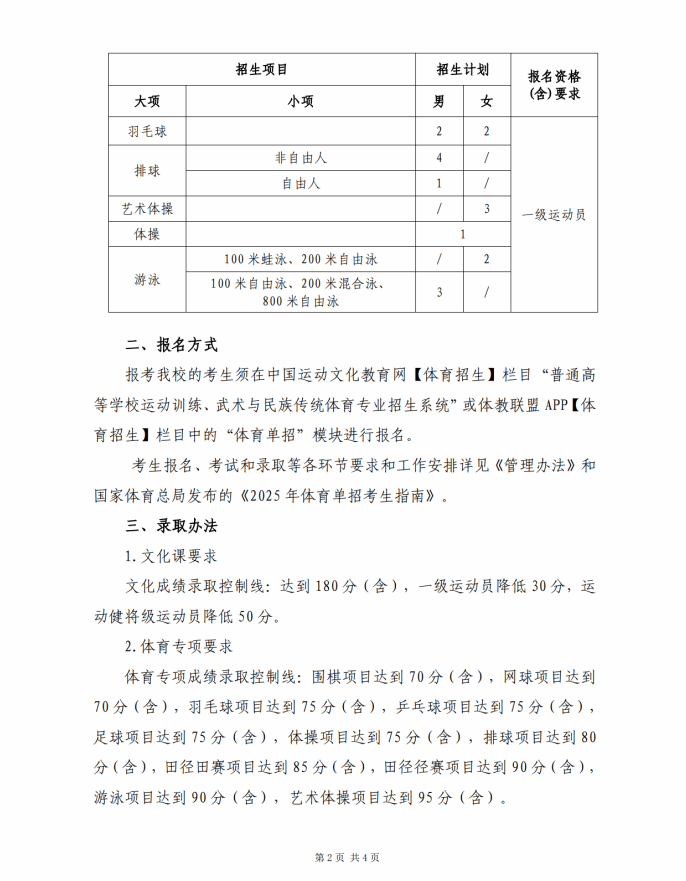 陕西师范大学2025年运动训练专业招生简章