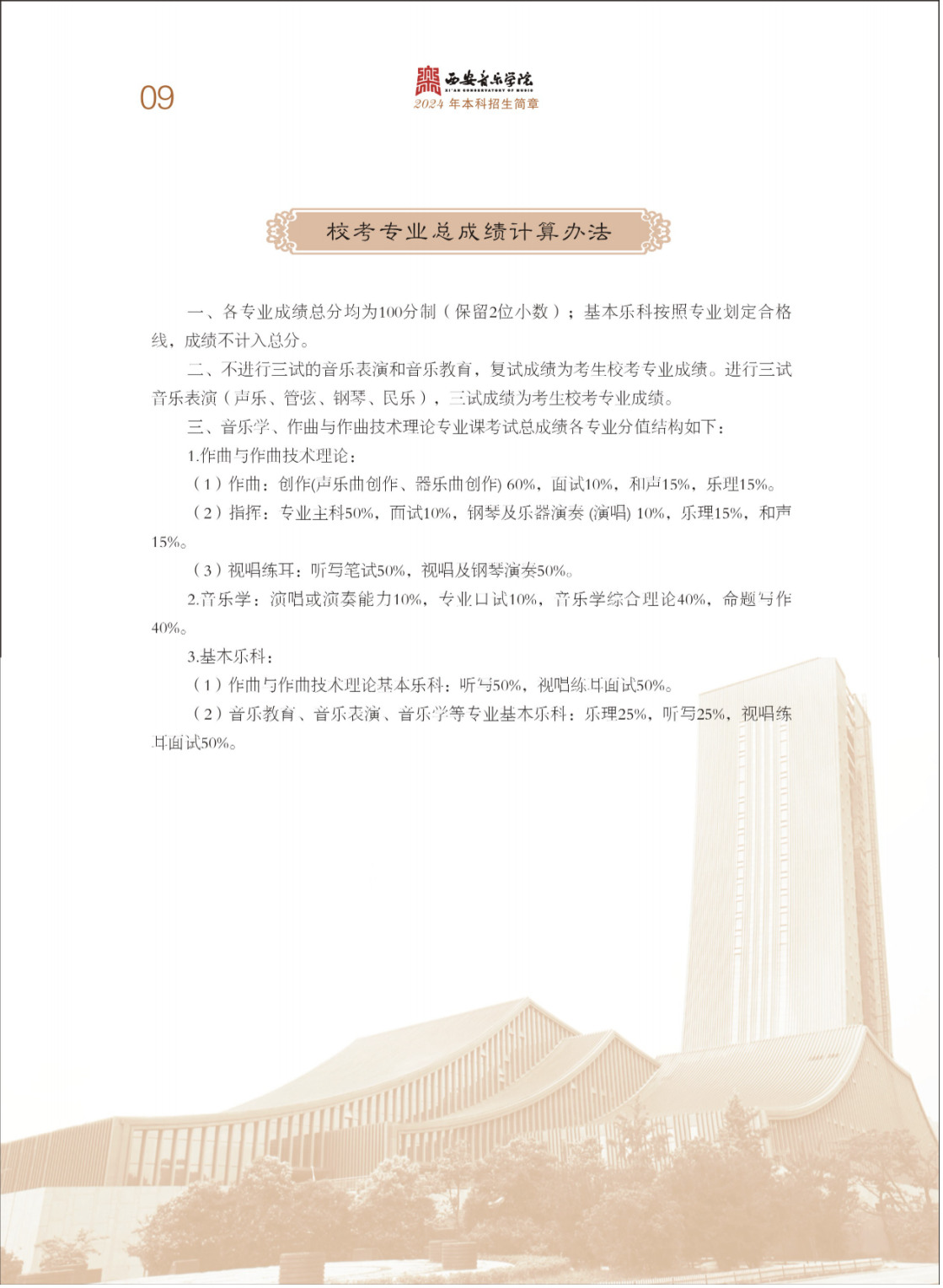 西安音乐学院2024年本科招生简章