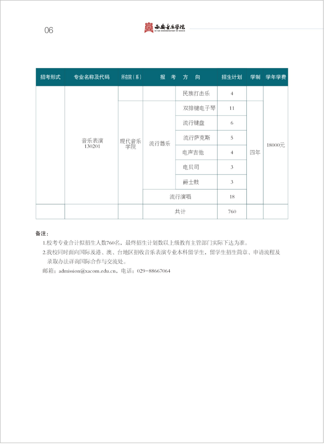 西安音乐学院2025年本科招生简章