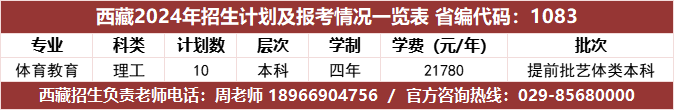 西藏2024年招生计划及报考情况一览表省编代码：1083