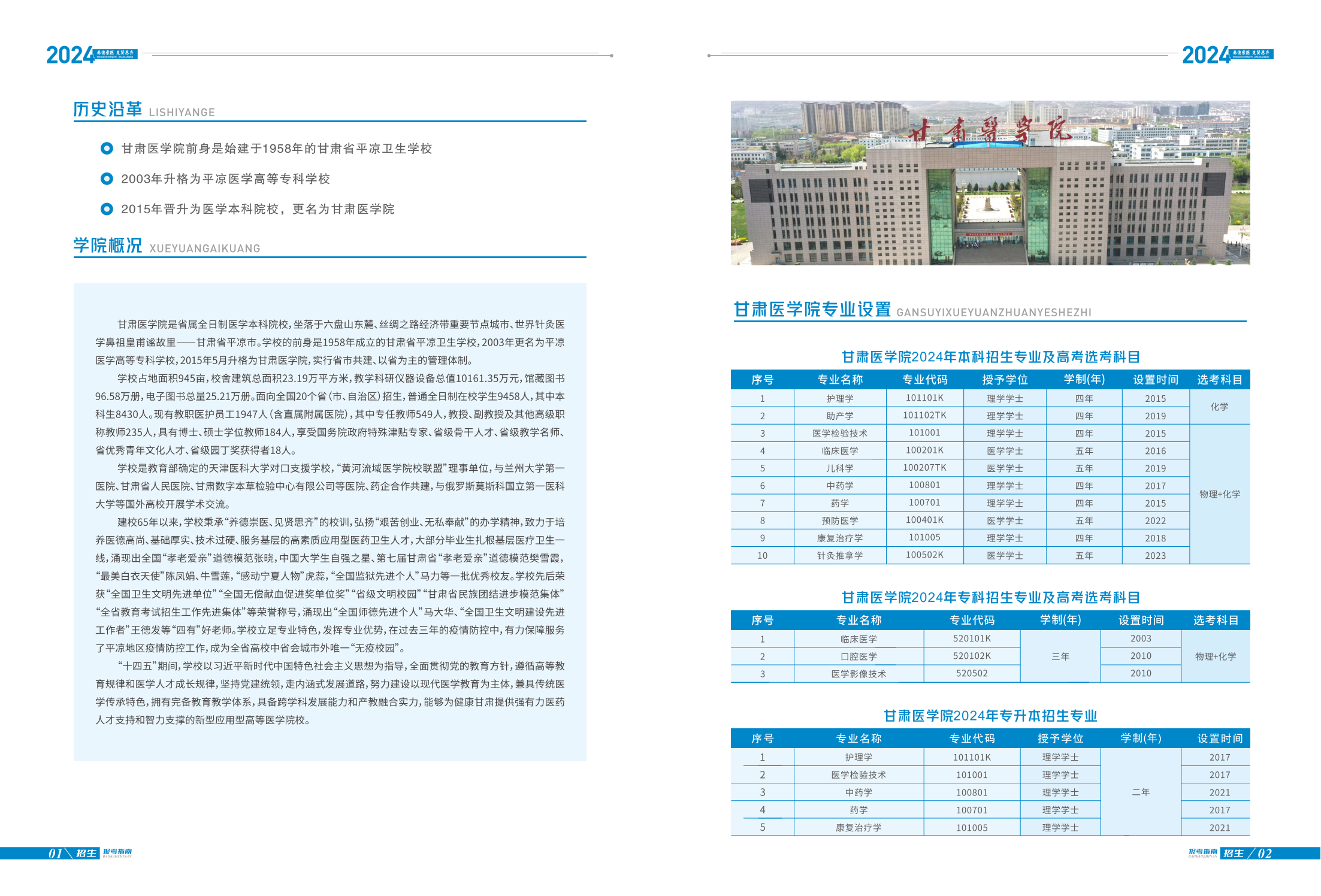 甘肃医学院2024年招生报考指南