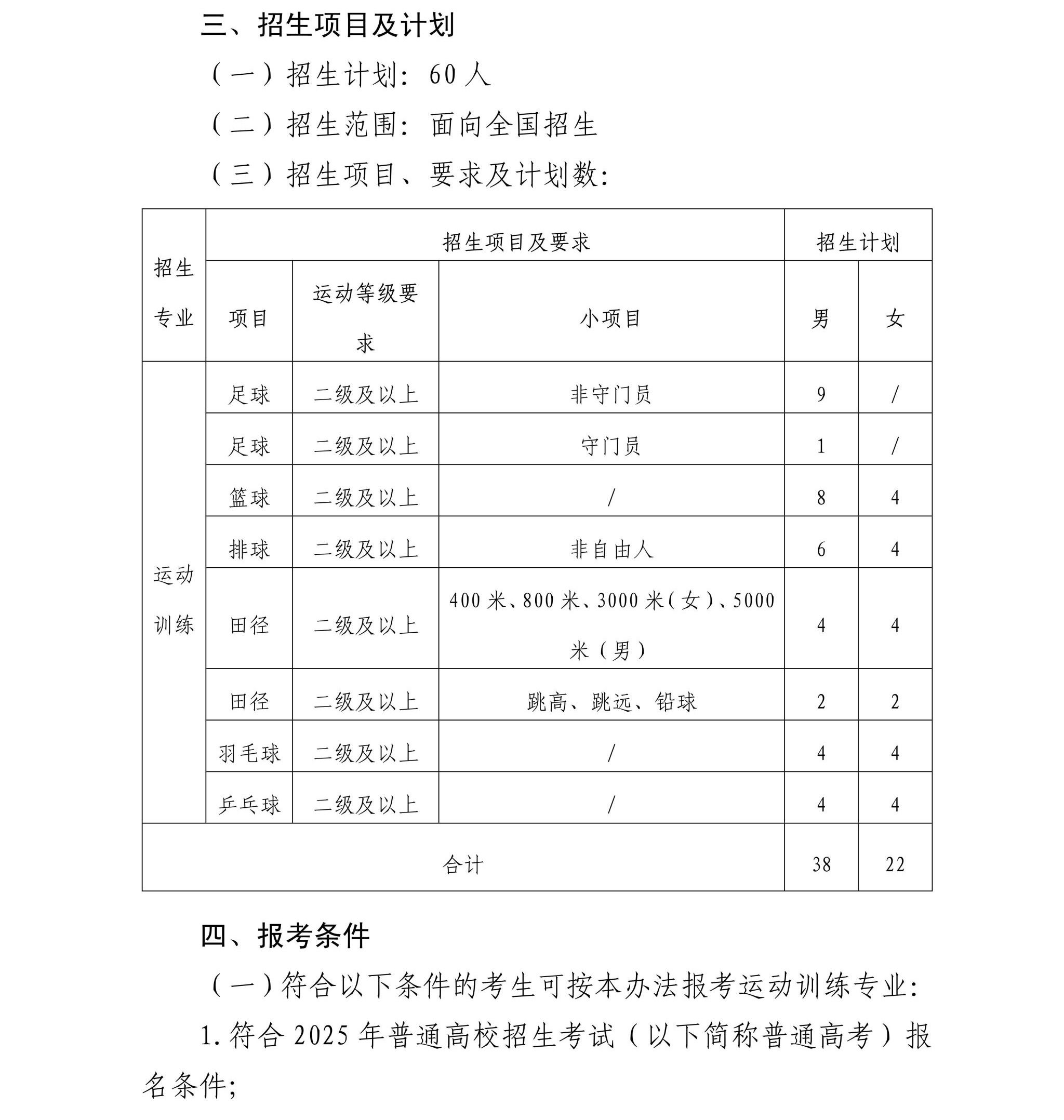 宁夏师范大学2025年运动训练专业招生简章