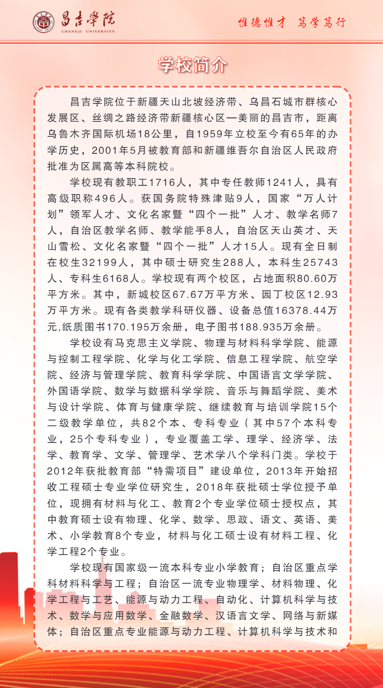 昌吉学院2024年本专科招生简章