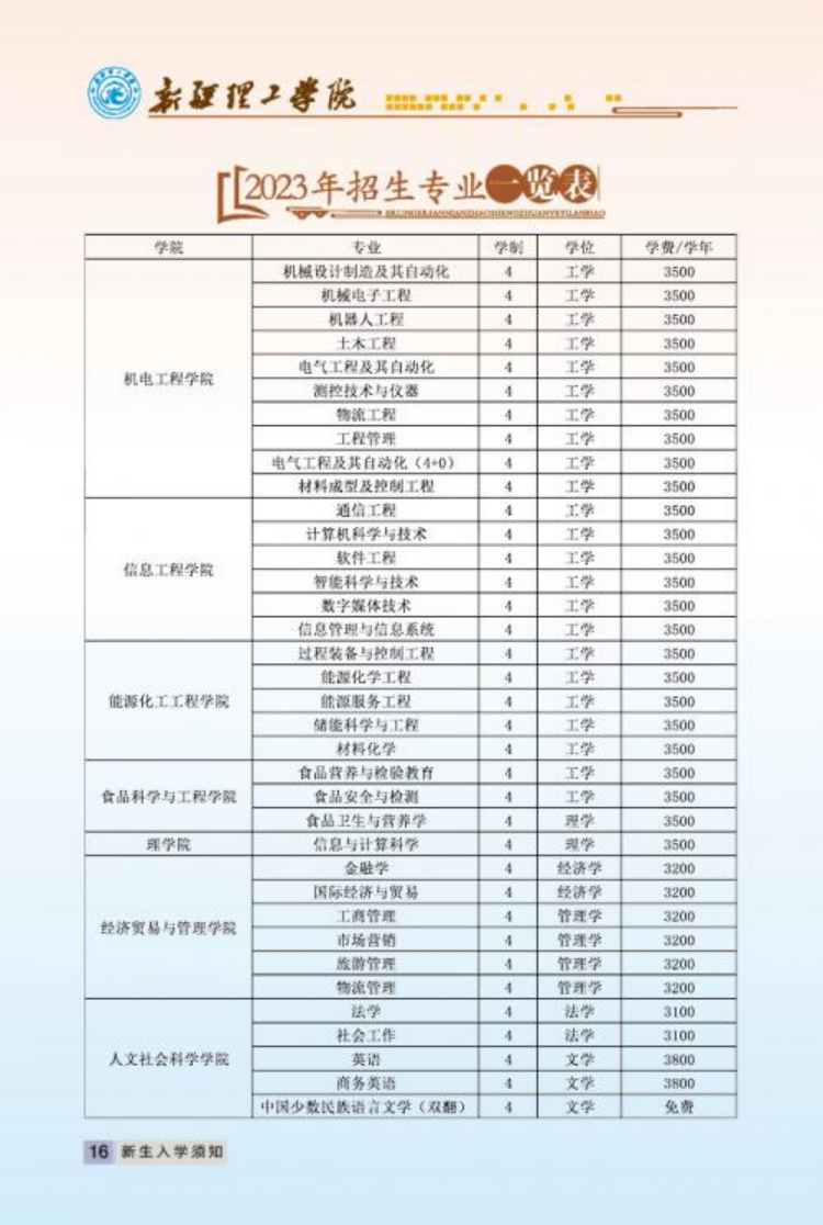 新疆理工学院2023年新生入学手册