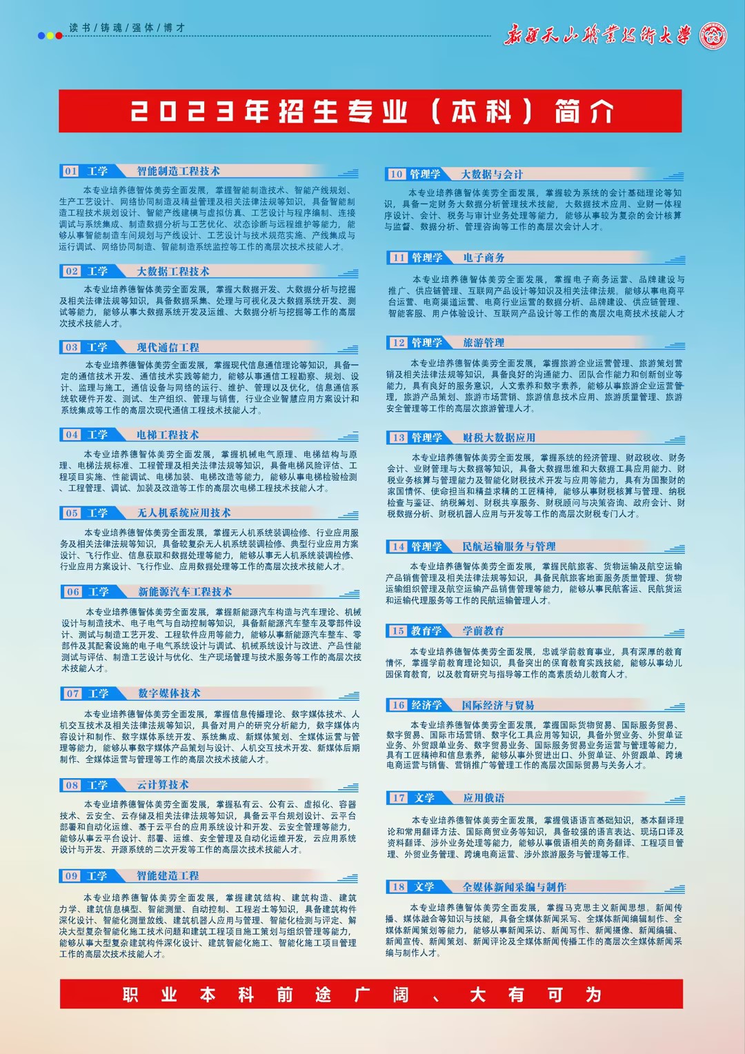 新疆天山职业技术大学2023年本科招生简章