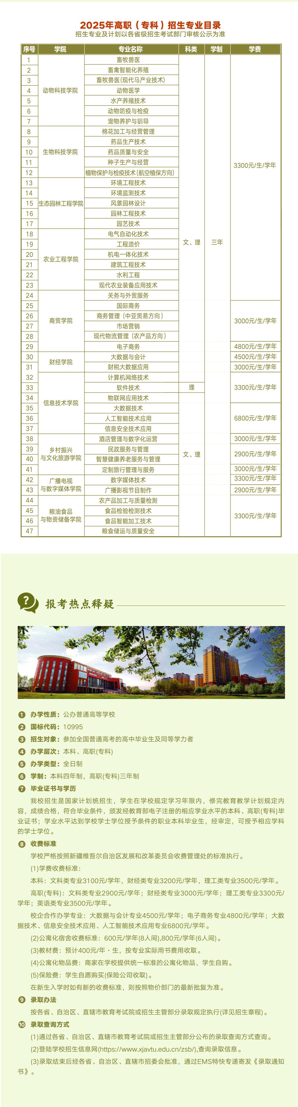 新疆农业职业技术大学－2025年招生简章