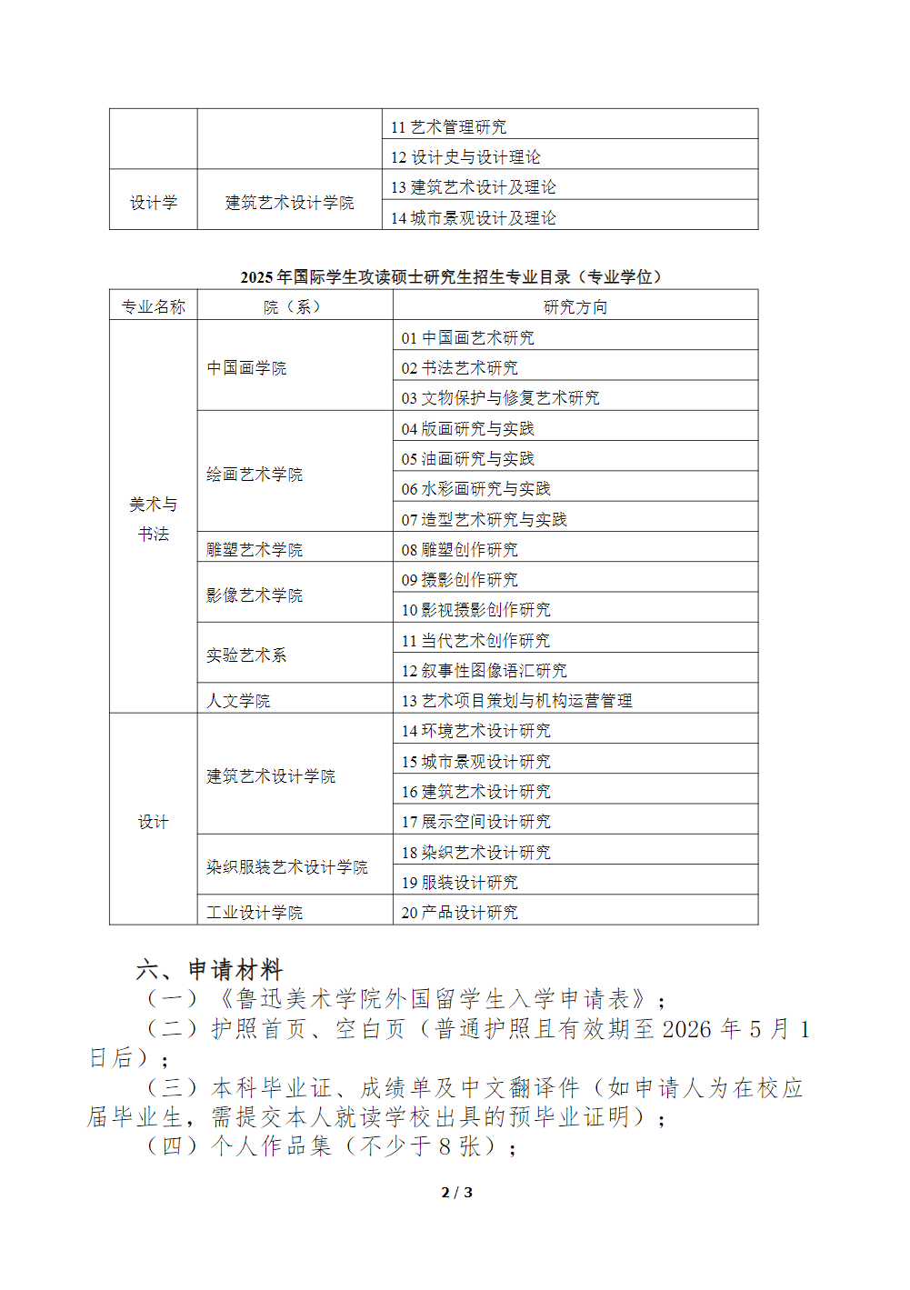 鲁迅美术学院2025年国际学生攻读硕士研究生招生简章