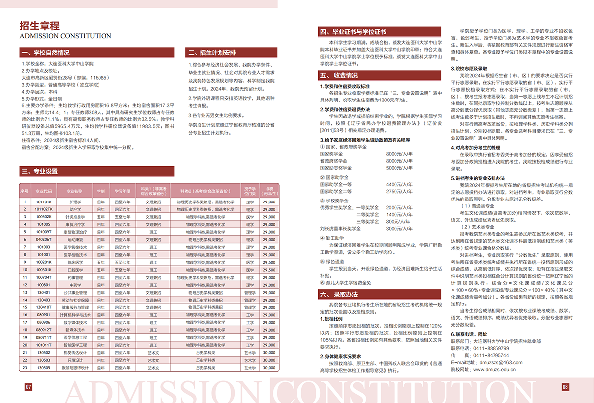 大连医科大学中山学院2024年招生宣传册