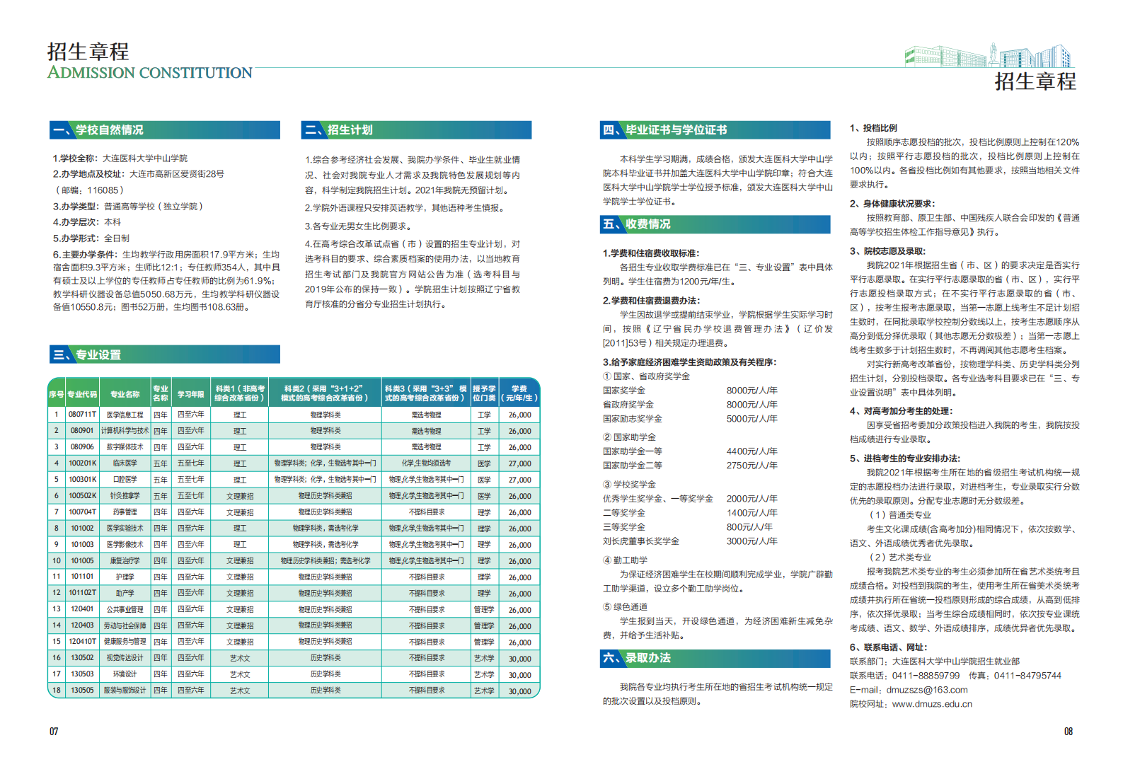 大连医科大学中山学院2021年招生宣传册