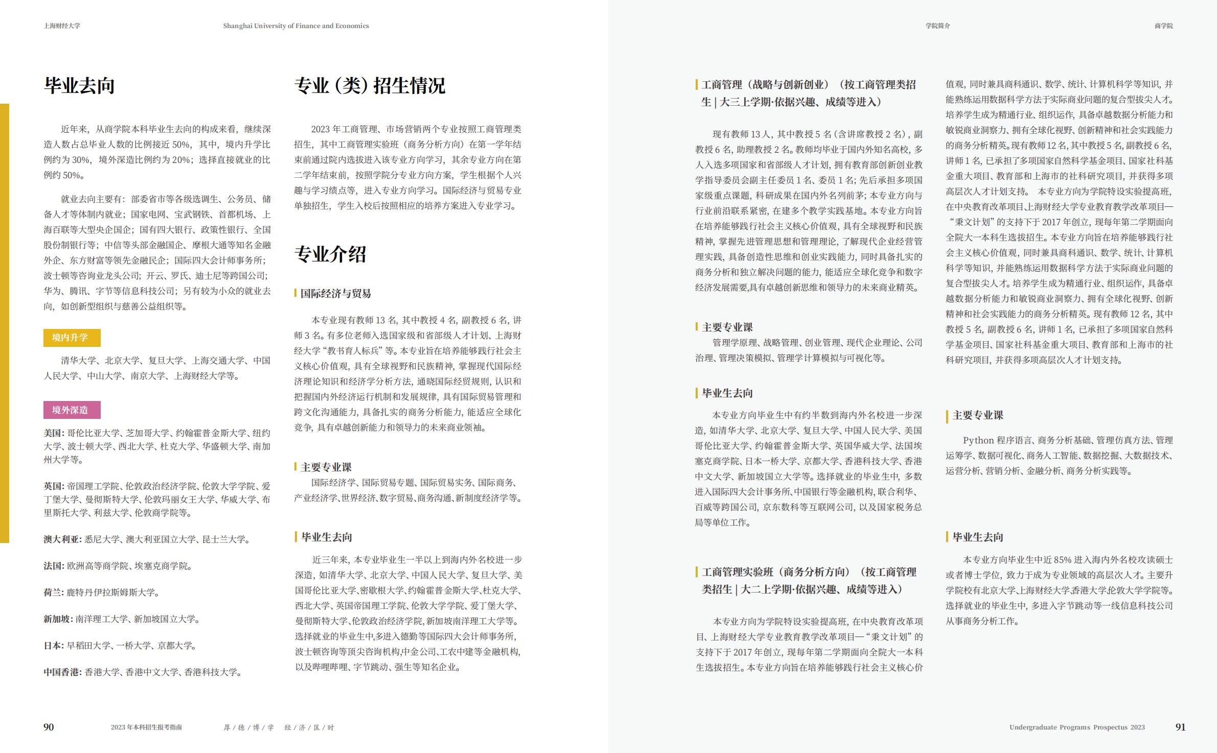 上海财经大学2023年本科招生指南