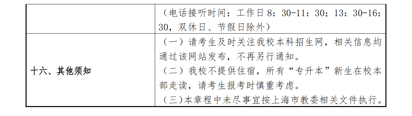 上海理工大学2023年专升本招生章程